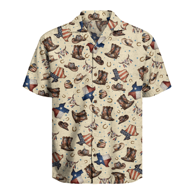 Texas Shirt for Men - Hawaiian Print Short Sleeve Button-Up