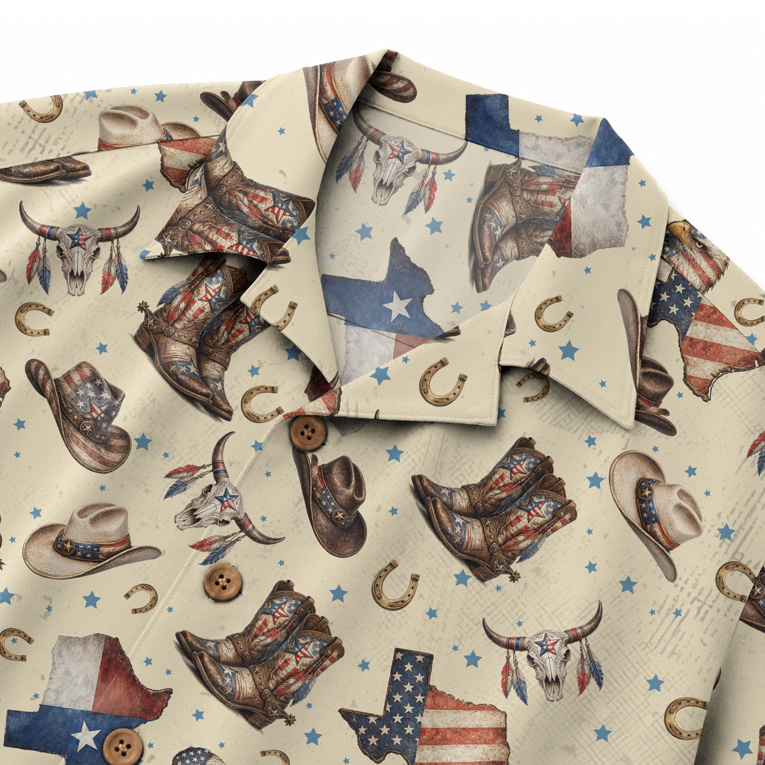 Texas Shirt for Men - Hawaiian Print Short Sleeve Button-Up