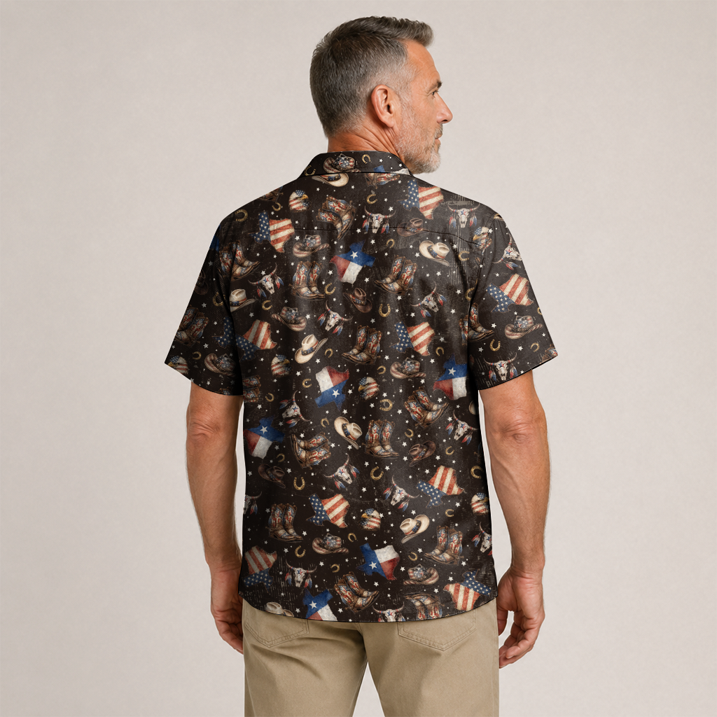 Texas Hawaiian Shirt for Men - Western Print Button-Up
