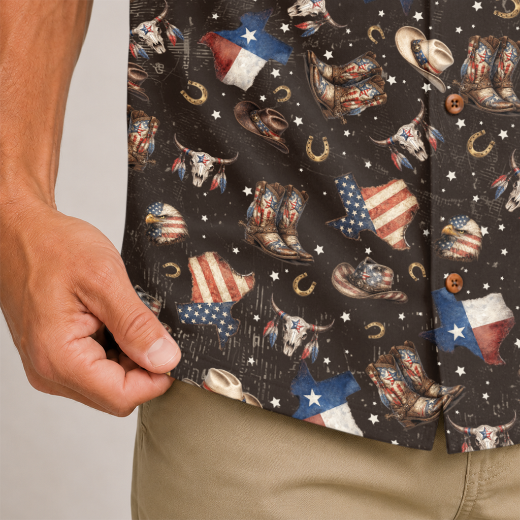 Texas Hawaiian Shirt for Men - Western Print Button-Up