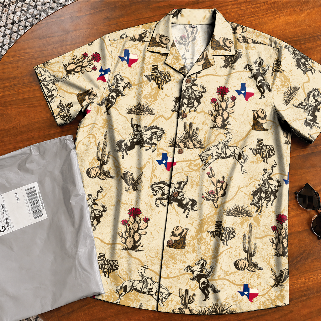 Men's Texas Hawaiian Shirt - Western Button-Up