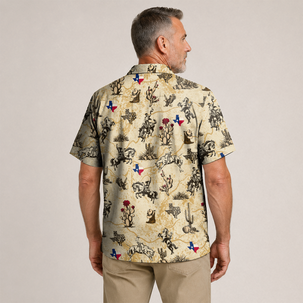 Men's Texas Hawaiian Shirt - Western Button-Up