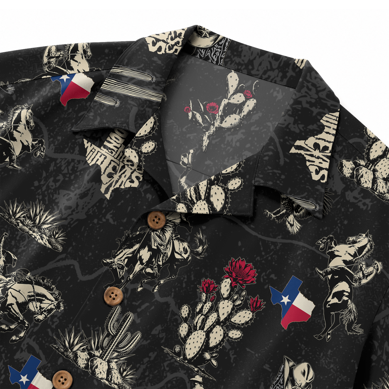 Men's Texas Button-Up Hawaiian Shirt - Western Print