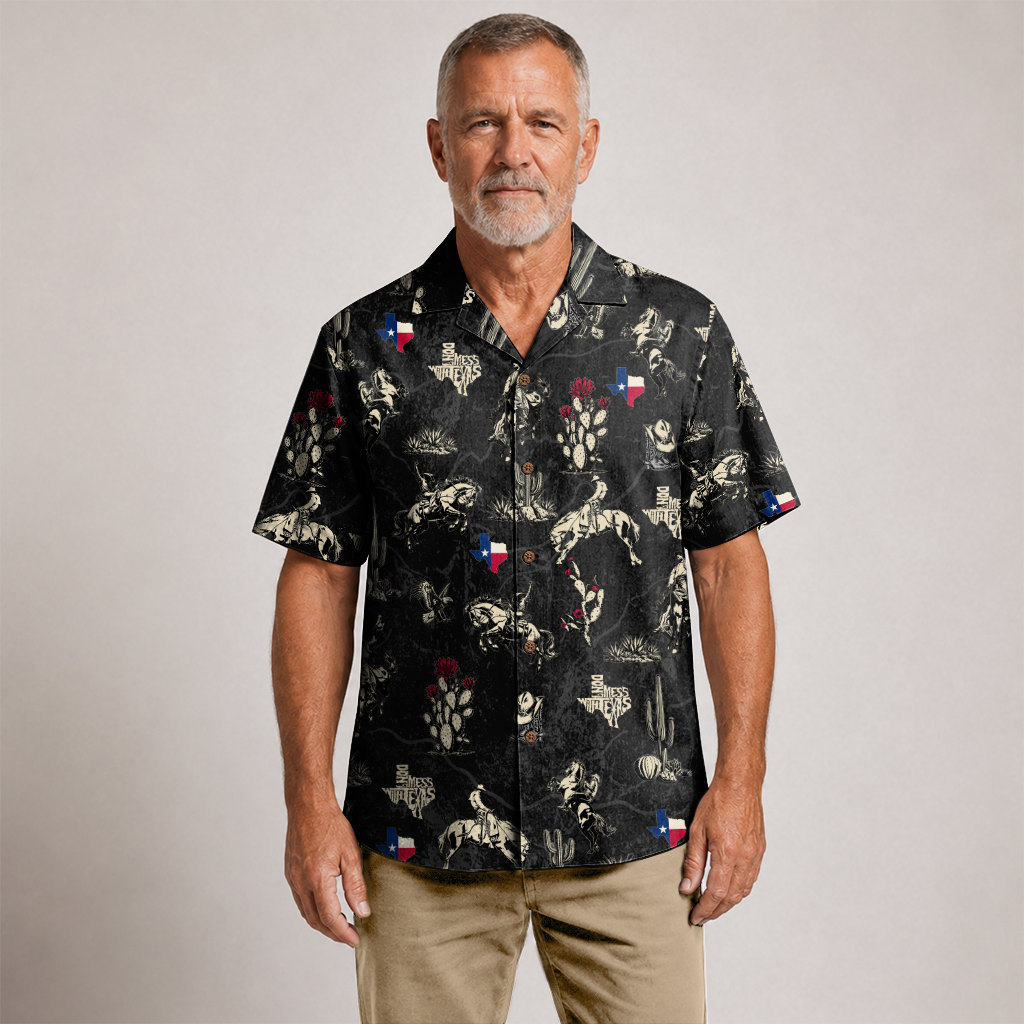 Men's Texas Button-Up Hawaiian Shirt - Western Print