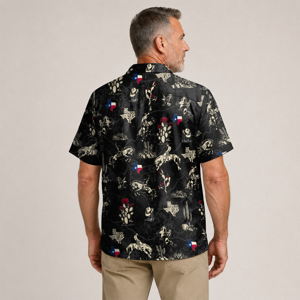 Men's Texas Button-Up Hawaiian Shirt - Western Print
