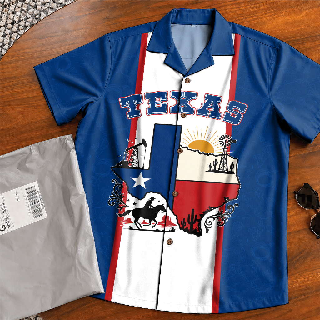 Texas Hawaiian Shirt for Men - Western Print Button-Up