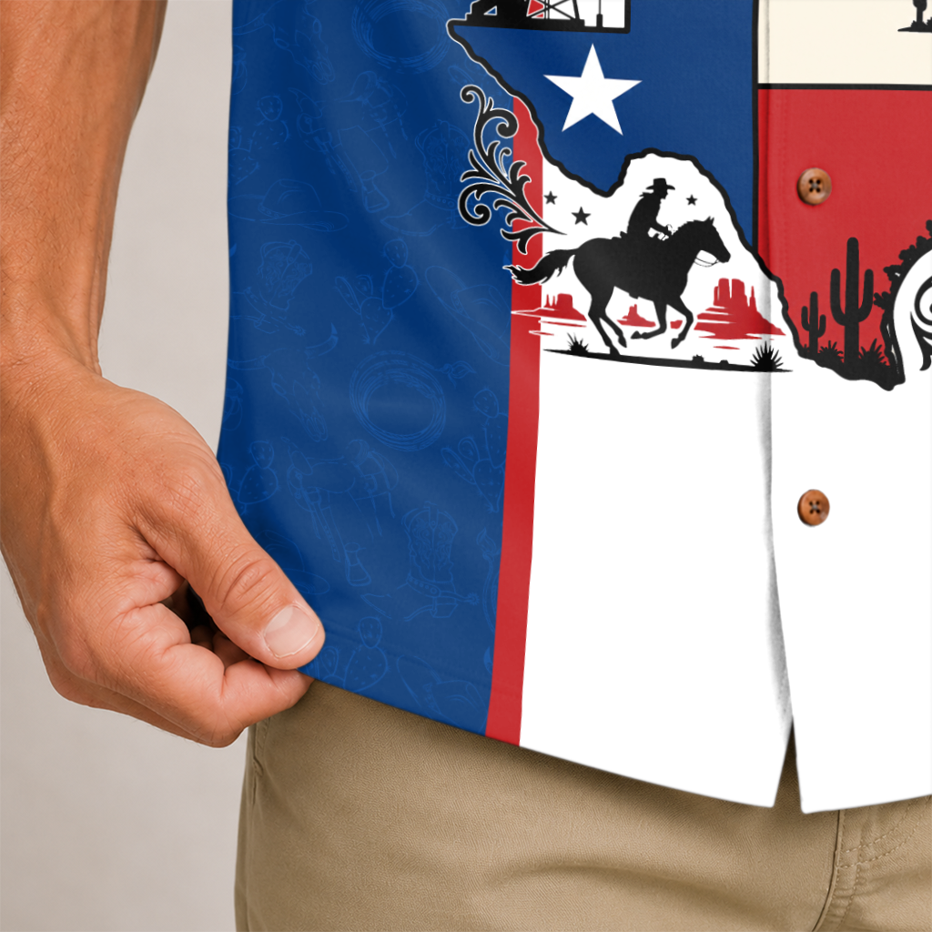 Texas Hawaiian Shirt for Men - Western Print Button-Up
