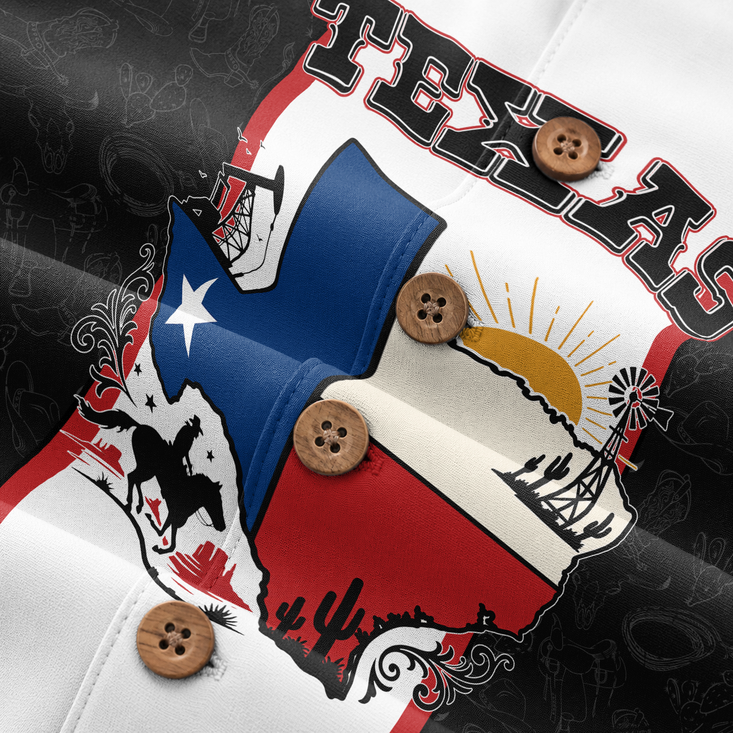 Men's Texas Hawaiian Shirt - Western Button-Up