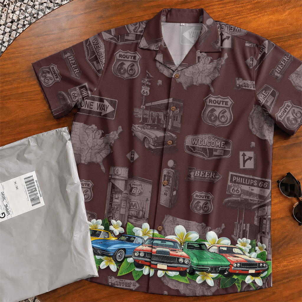 Classic Car Shirt for Men - Vintage Car Hawaiian Short Sleeve Button Down