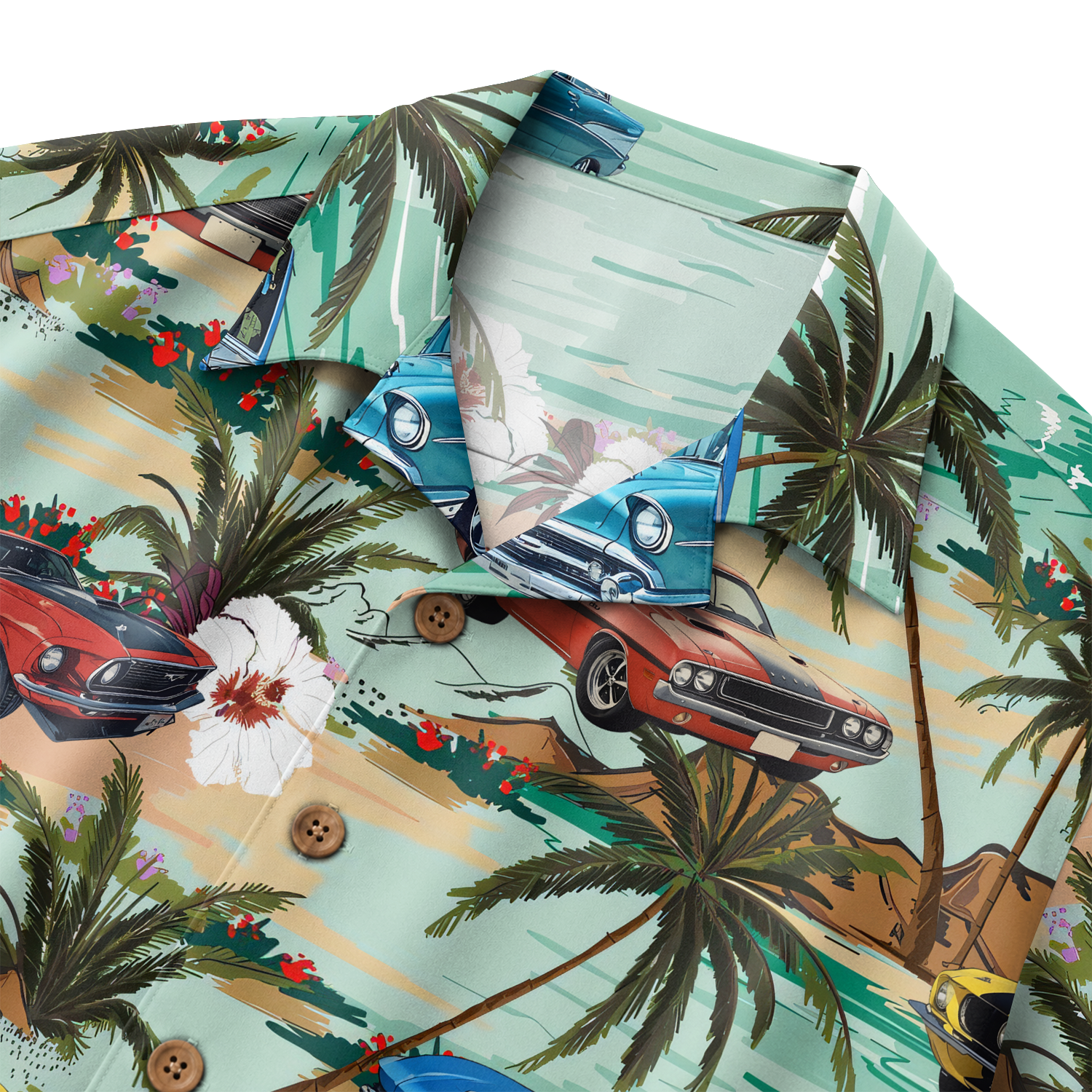 Classic Car Shirt for Men - Vintage Car Hawaiian Short Sleeve Button Down
