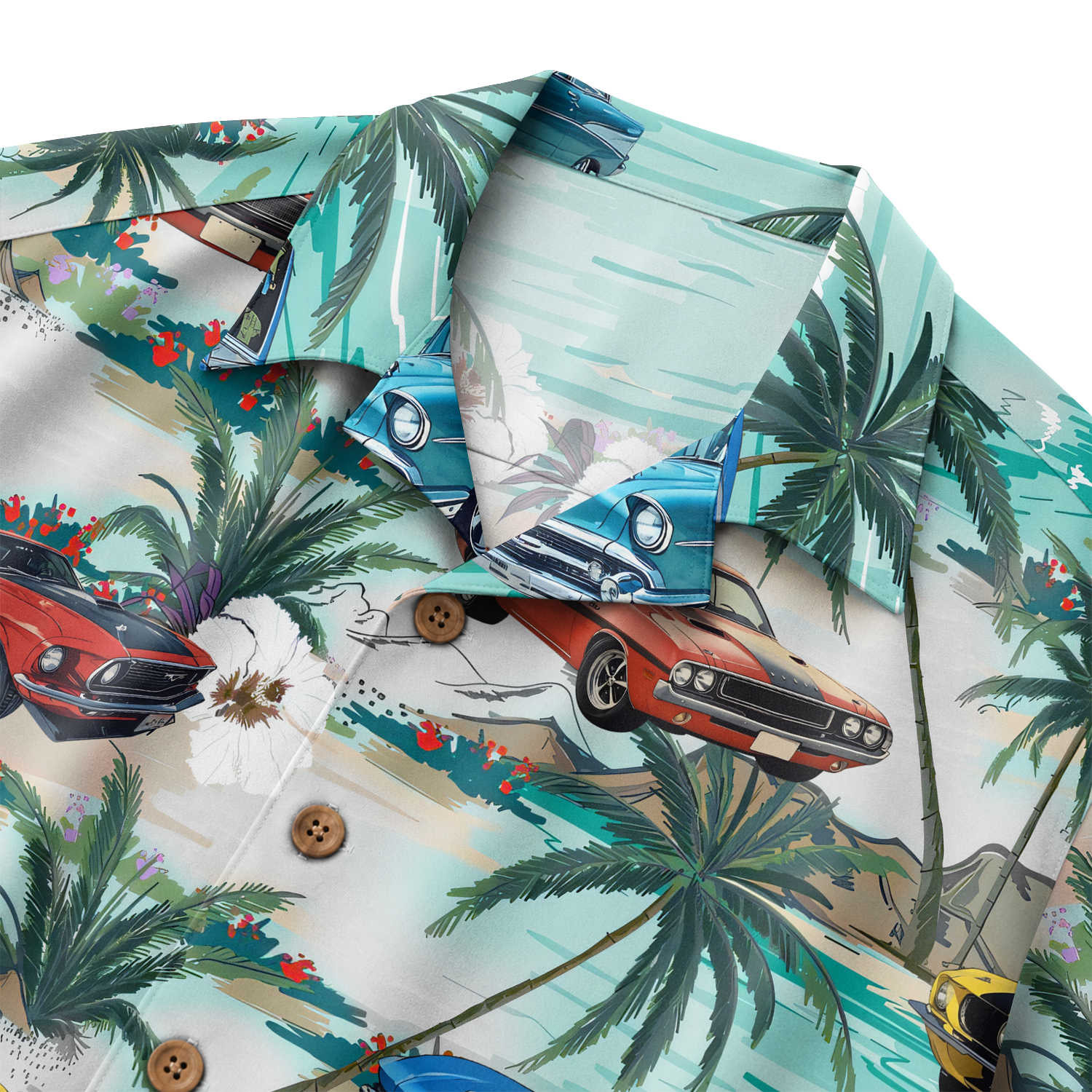 Classic Car Shirt for Men - Vintage Car Hawaiian Short Sleeve Button Down