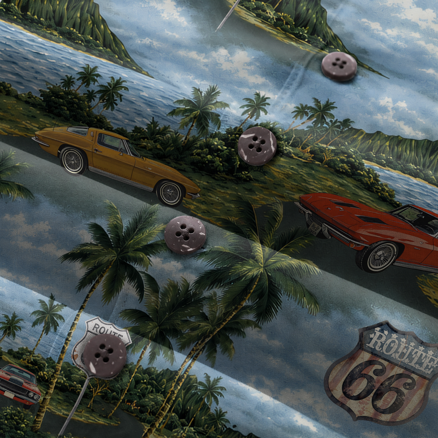Classic Car Shirt for Men - Vintage Car Hawaiian Short Sleeve Button Down