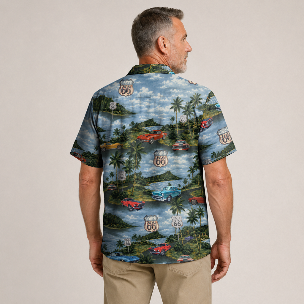 Classic Car Shirt for Men - Vintage Car Hawaiian Short Sleeve Button Down