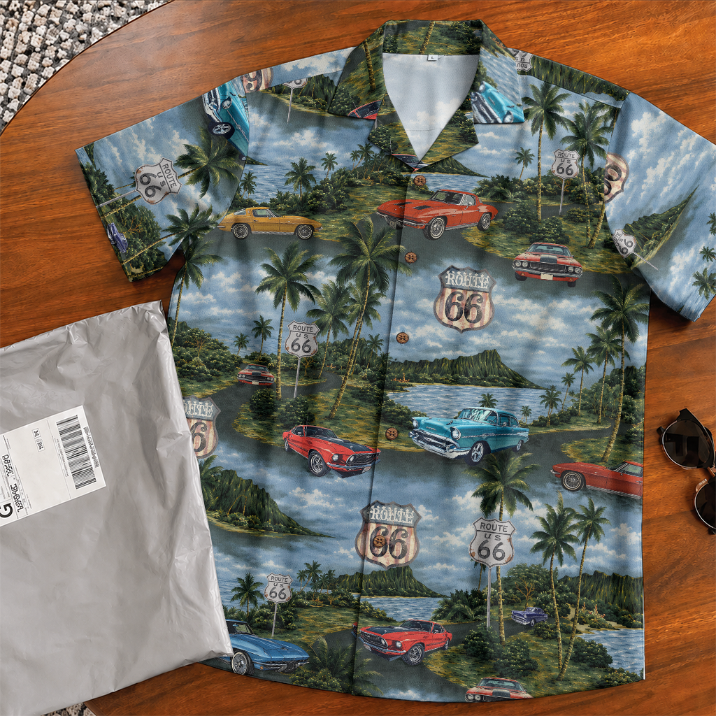 Classic Car Shirt for Men - Vintage Car Hawaiian Short Sleeve Button Down