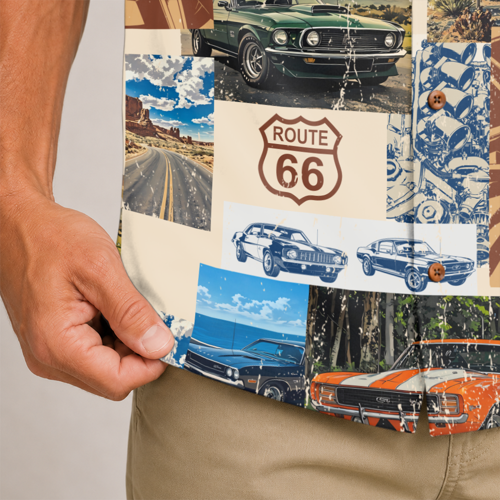 Classic Car Shirt for Men - Vintage Car Hawaiian Short Sleeve Button Down