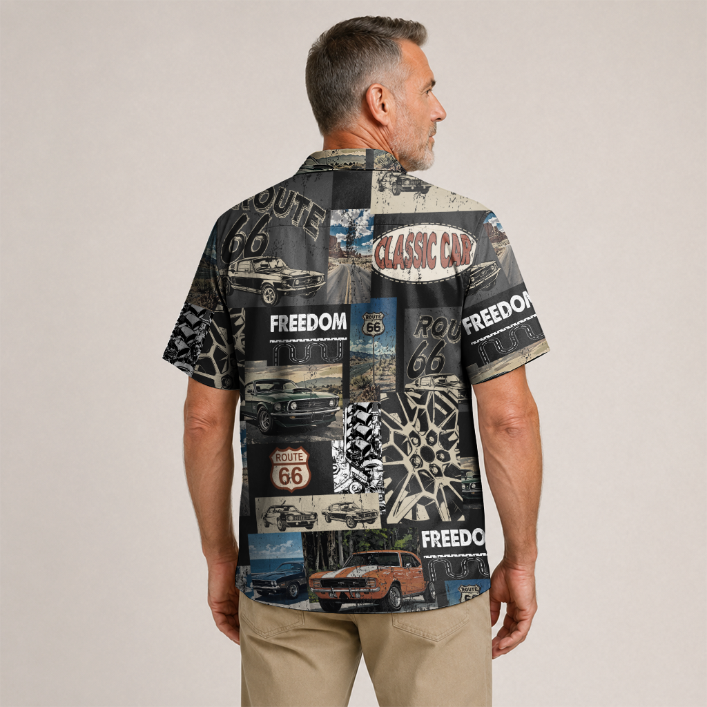 Classic Car Shirt for Men - Vintage Car Hawaiian Short Sleeve Button Down