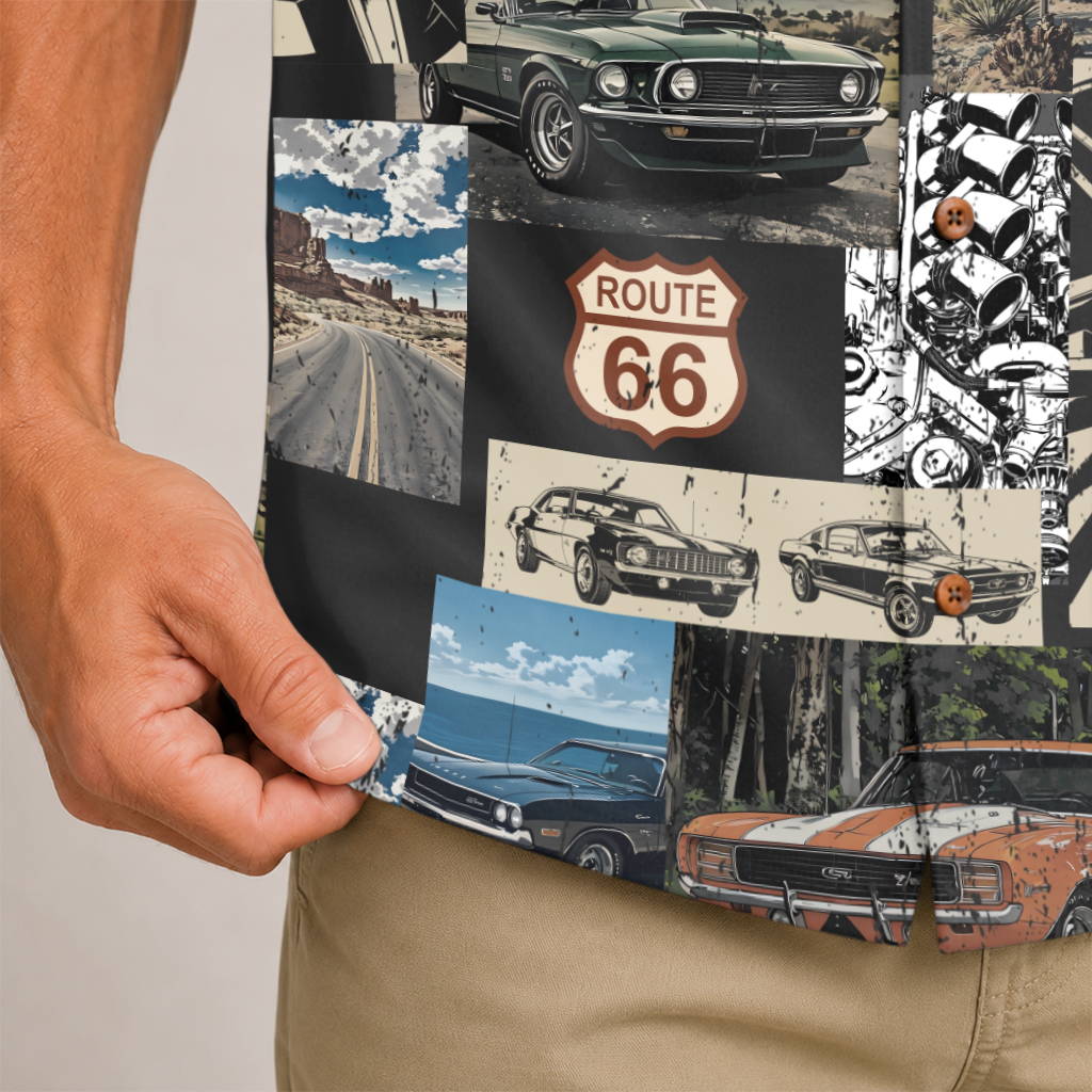 Classic Car Shirt for Men - Vintage Car Hawaiian Short Sleeve Button Down