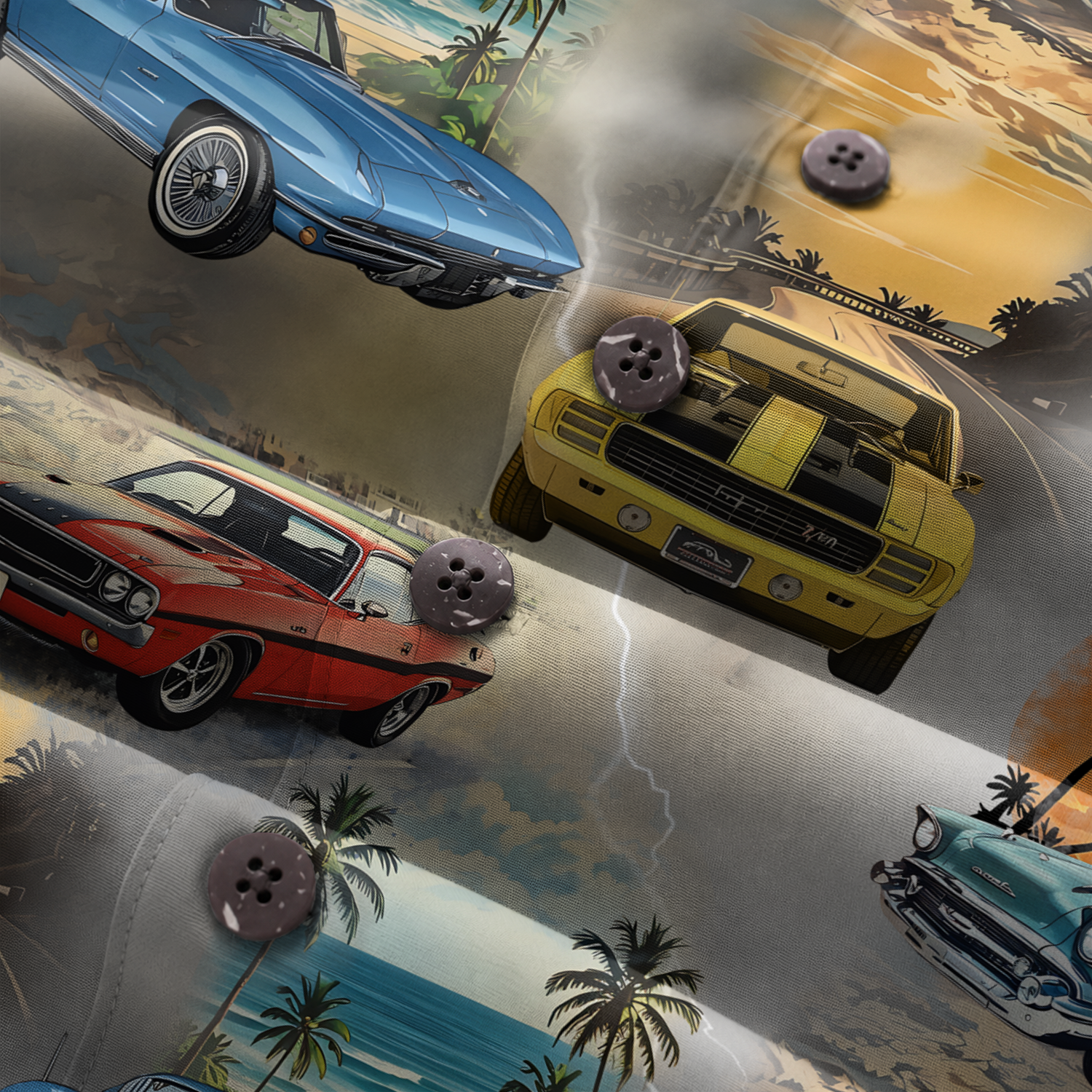 Classic Car Shirt for Men - Vintage Car Hawaiian Short Sleeve Button Down