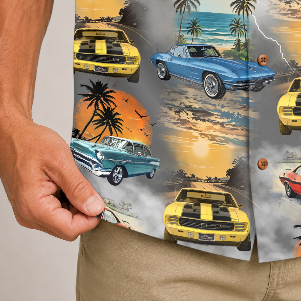 Classic Car Shirt for Men - Vintage Car Hawaiian Short Sleeve Button Down