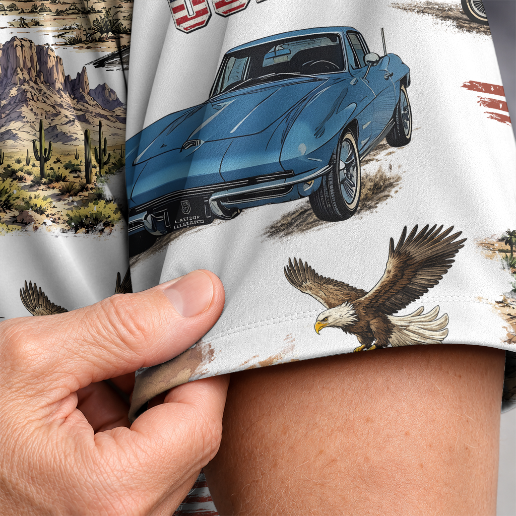 Classic Car Shirt for Men - Vintage Car Hawaiian Short Sleeve Button Down