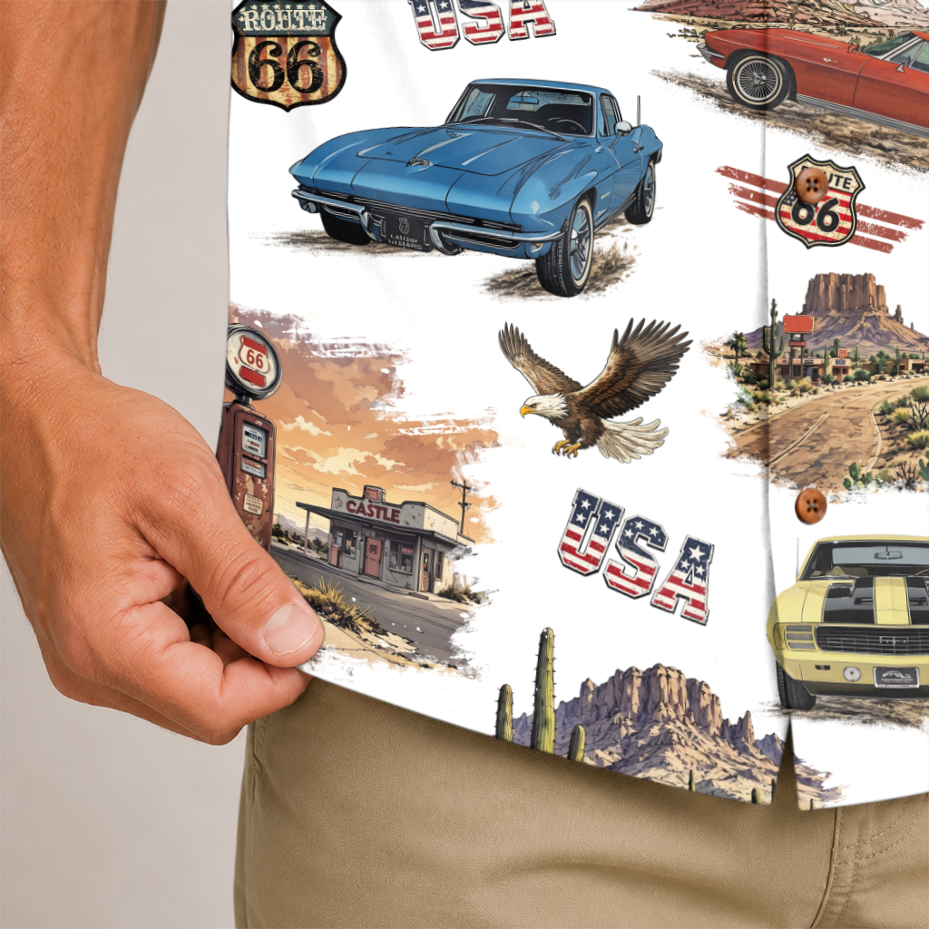 Classic Car Shirt for Men - Vintage Car Hawaiian Short Sleeve Button Down