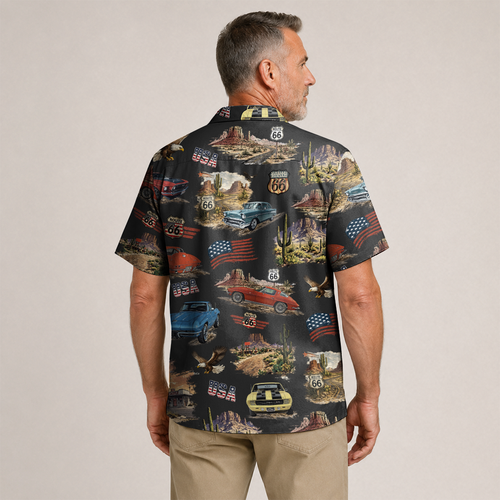 Classic Car Shirt for Men - Vintage Car Hawaiian Short Sleeve Button Down