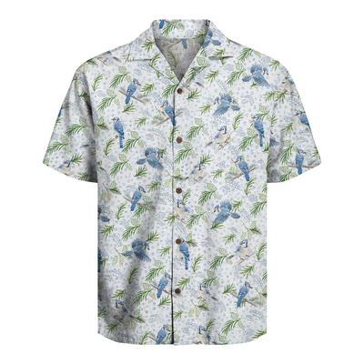 Bird Print Hawaiian Shirt for Men - Birdwatching Button-Up