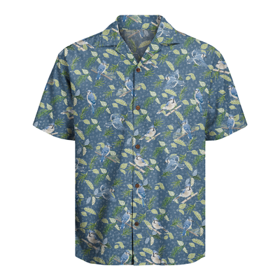Bird Print Hawaiian Shirt for Men - Birdwatching Button-Up