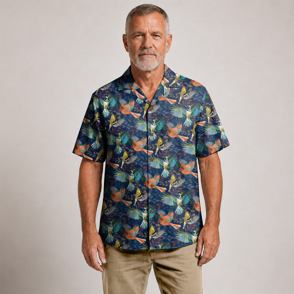 Men's Hawaiian Shirt - Bird Watching Nature Print