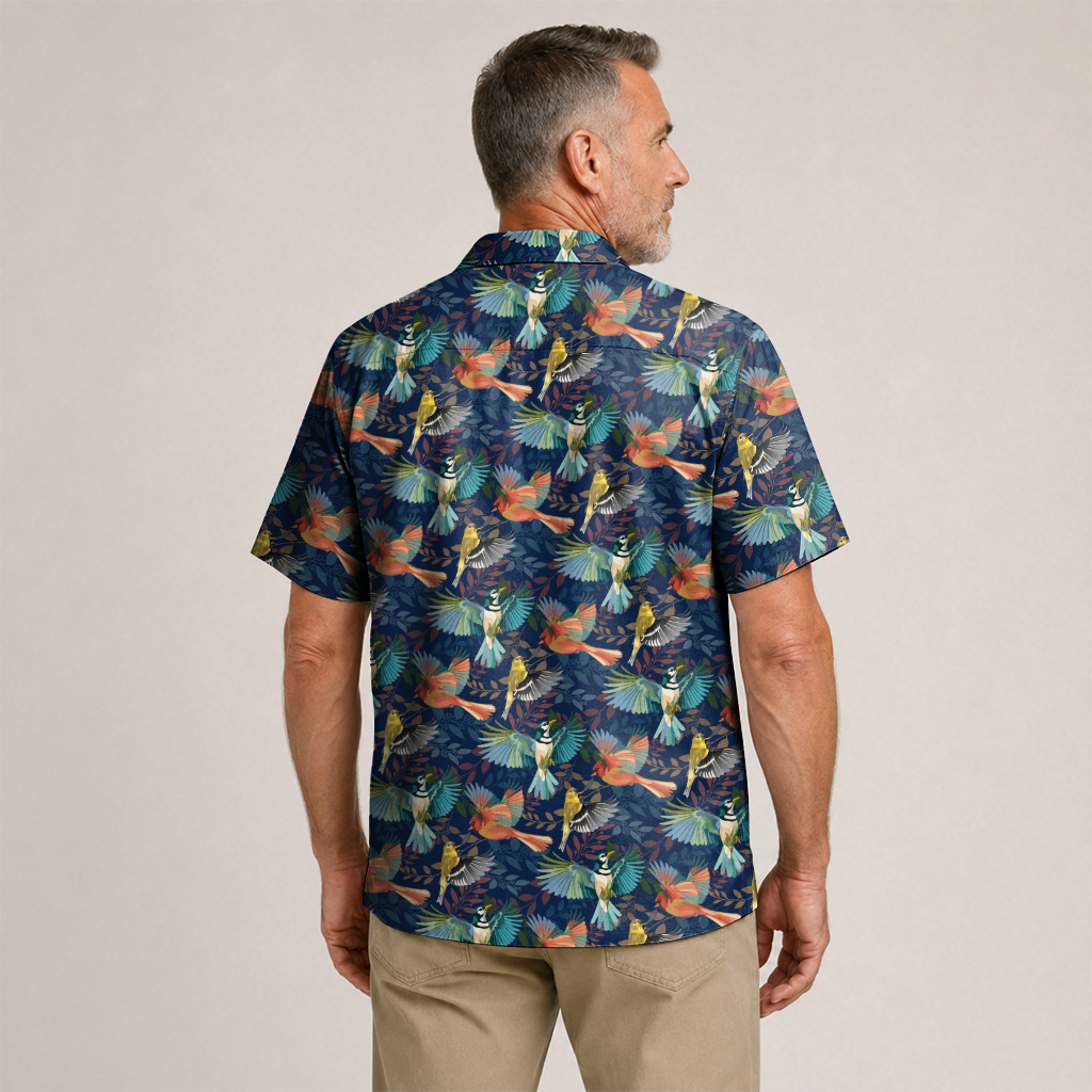 Men's Hawaiian Shirt - Bird Watching Nature Print