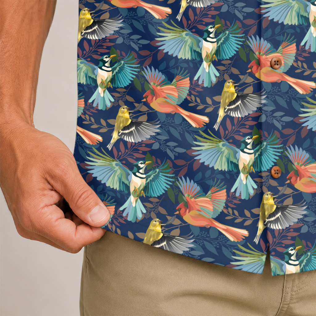 Men's Hawaiian Shirt - Bird Watching Nature Print