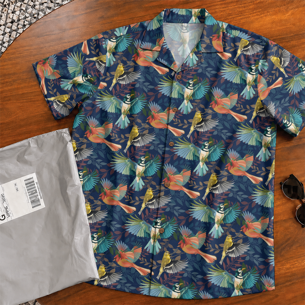 Men's Hawaiian Shirt - Bird Watching Nature Print