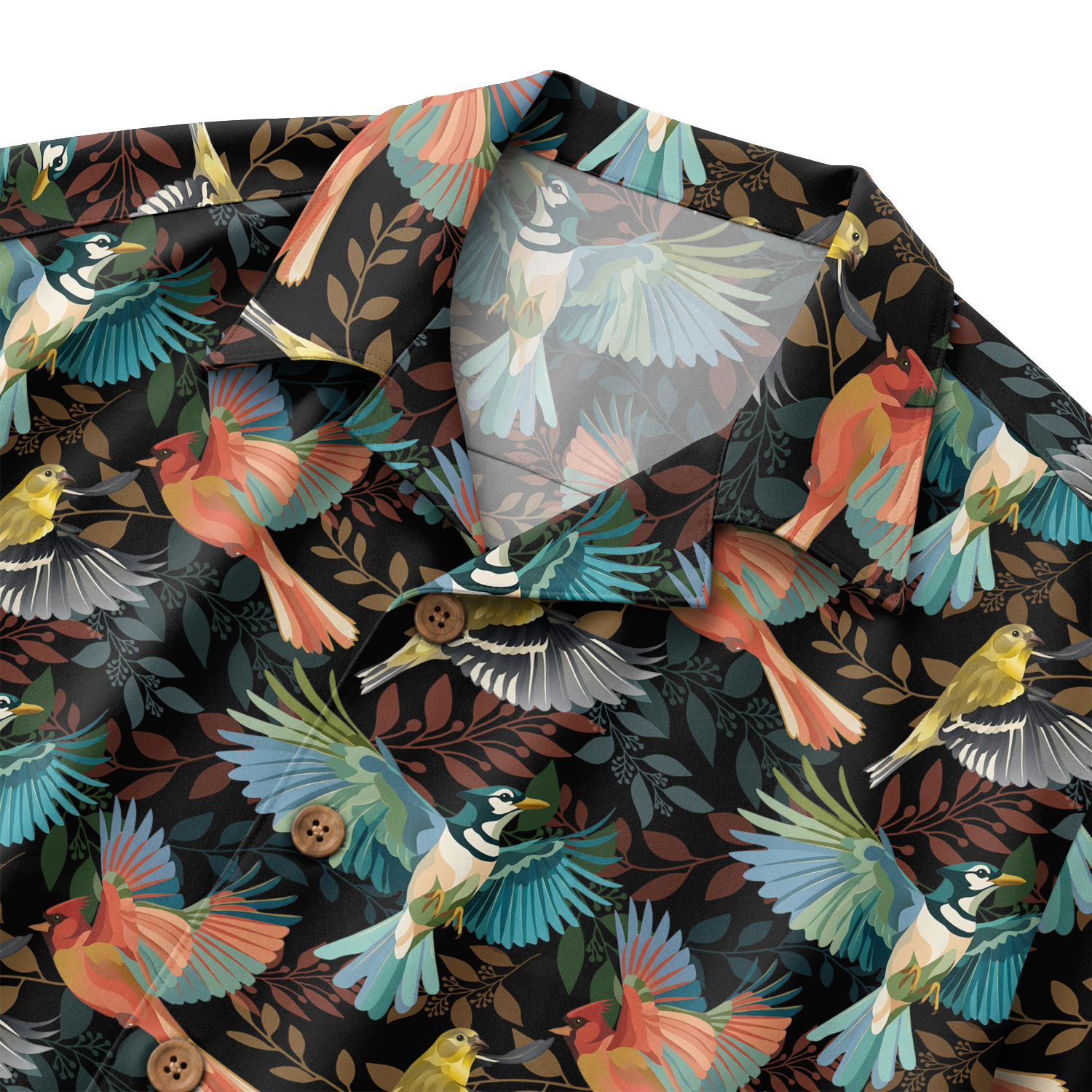 Birdwatching Shirt for Men - Bird Print Hawaiian Button-Up