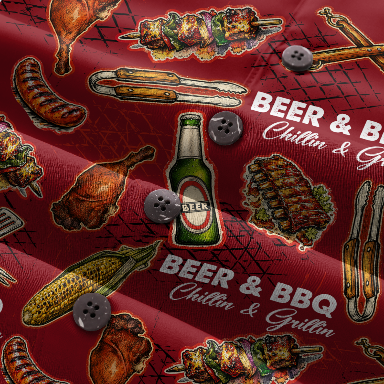 Men's Barbecue Hawaiian Shirt - Grilling Cookout Print
