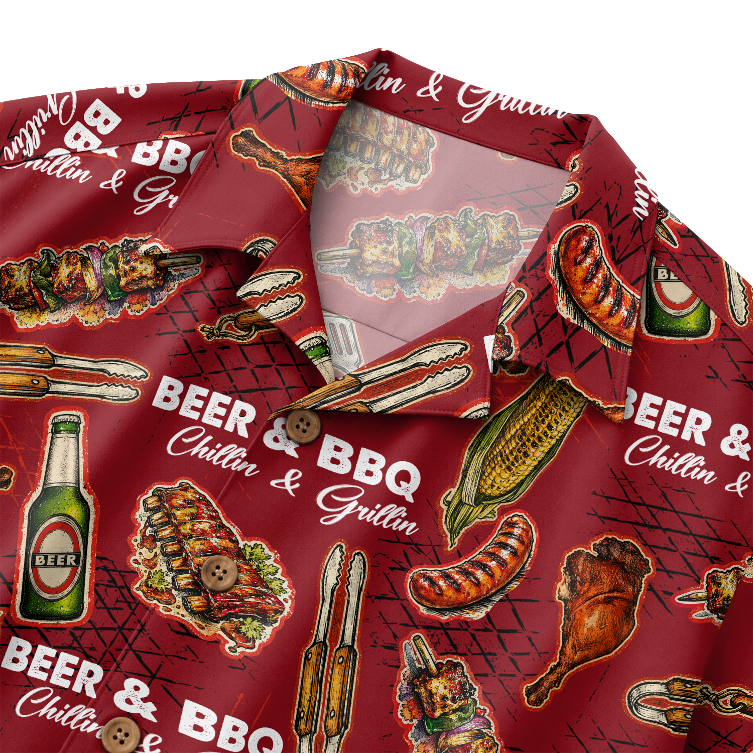 Men's Barbecue Hawaiian Shirt - Grilling Cookout Print