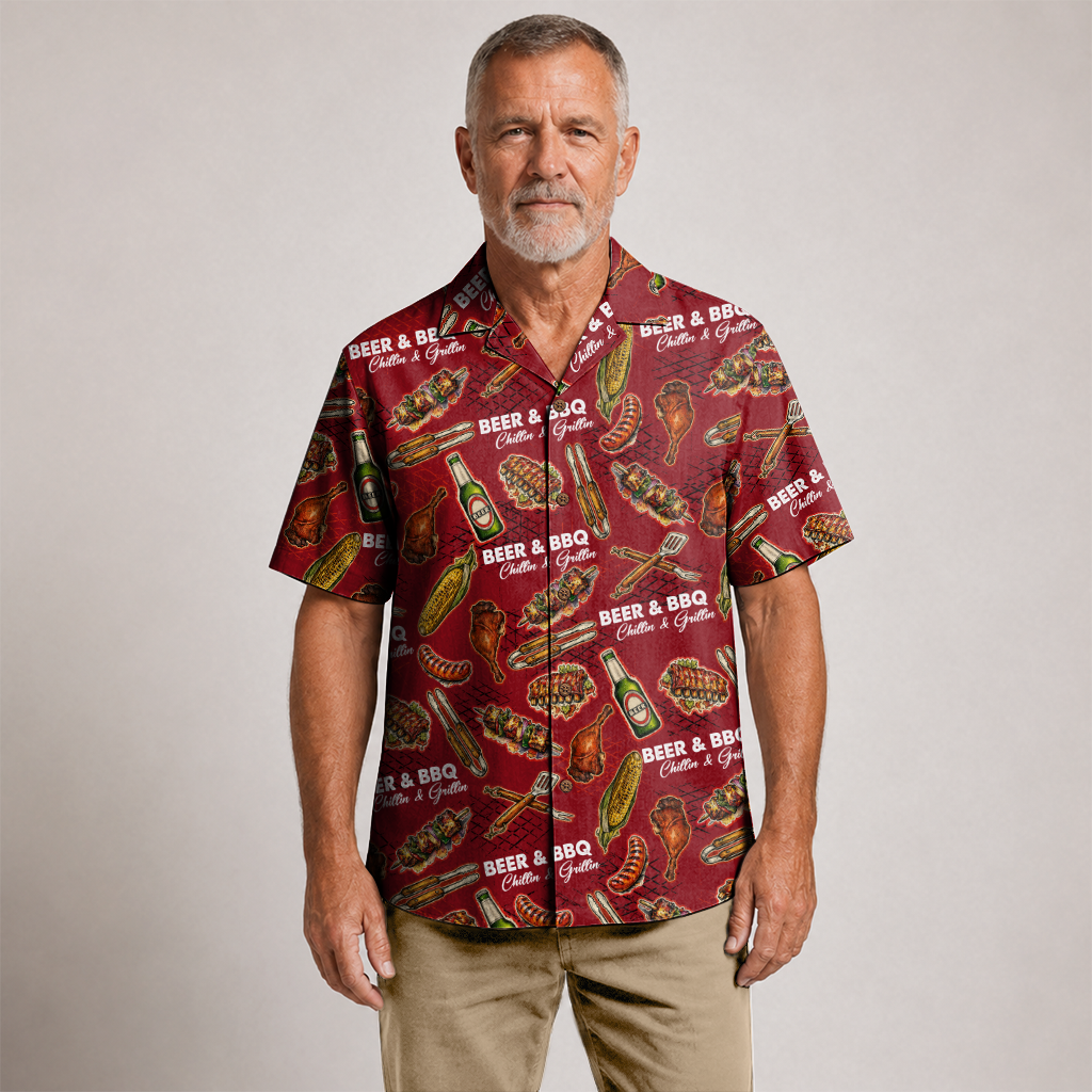 Men's Barbecue Hawaiian Shirt - Grilling Cookout Print