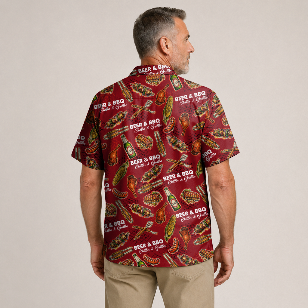 Men's Barbecue Hawaiian Shirt - Grilling Cookout Print