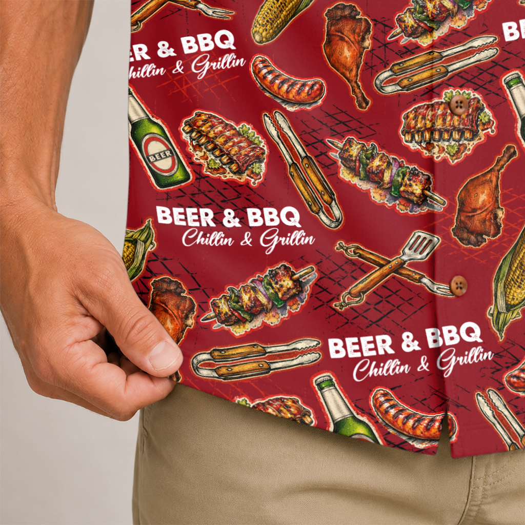 Men's Barbecue Hawaiian Shirt - Grilling Cookout Print