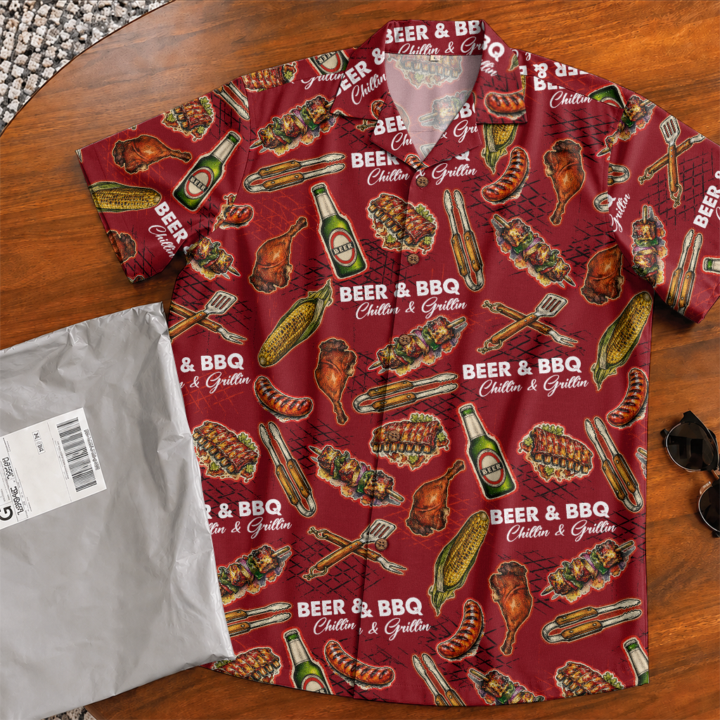 Men's Barbecue Hawaiian Shirt - Grilling Cookout Print