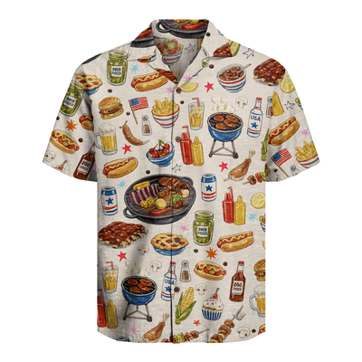 Men's BBQ Hawaiian Shirt - Grilling Print Button-Up