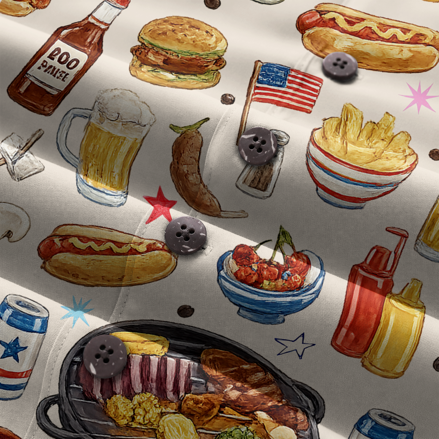 Men's BBQ Hawaiian Shirt - Grilling Print Button-Up