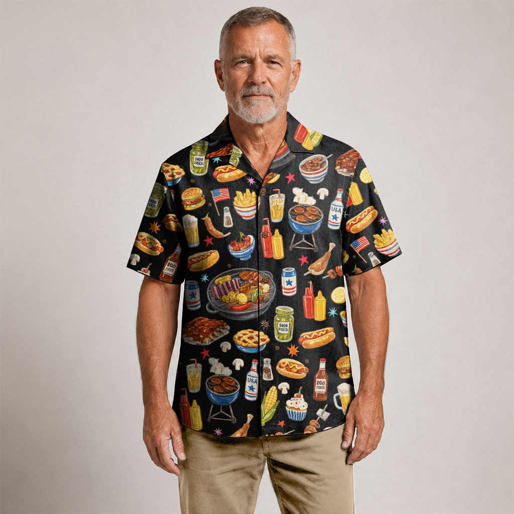 Men's Barbecue Hawaiian Shirt - Grilling Cookout Print