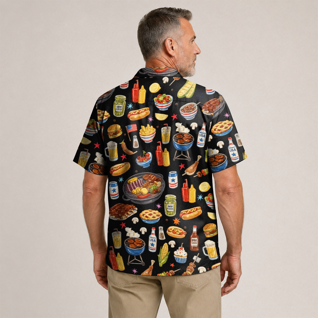 Men's Barbecue Hawaiian Shirt - Grilling Cookout Print