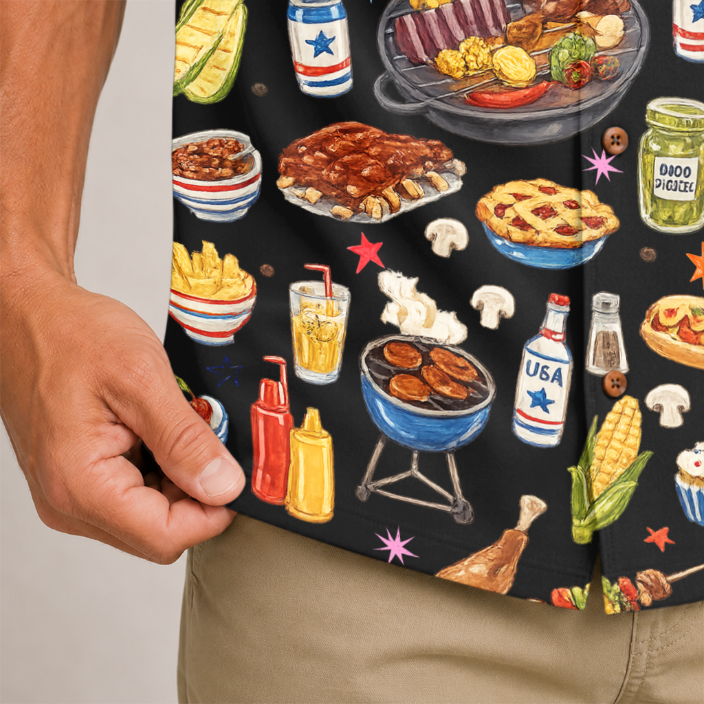 Men's Barbecue Hawaiian Shirt - Grilling Cookout Print