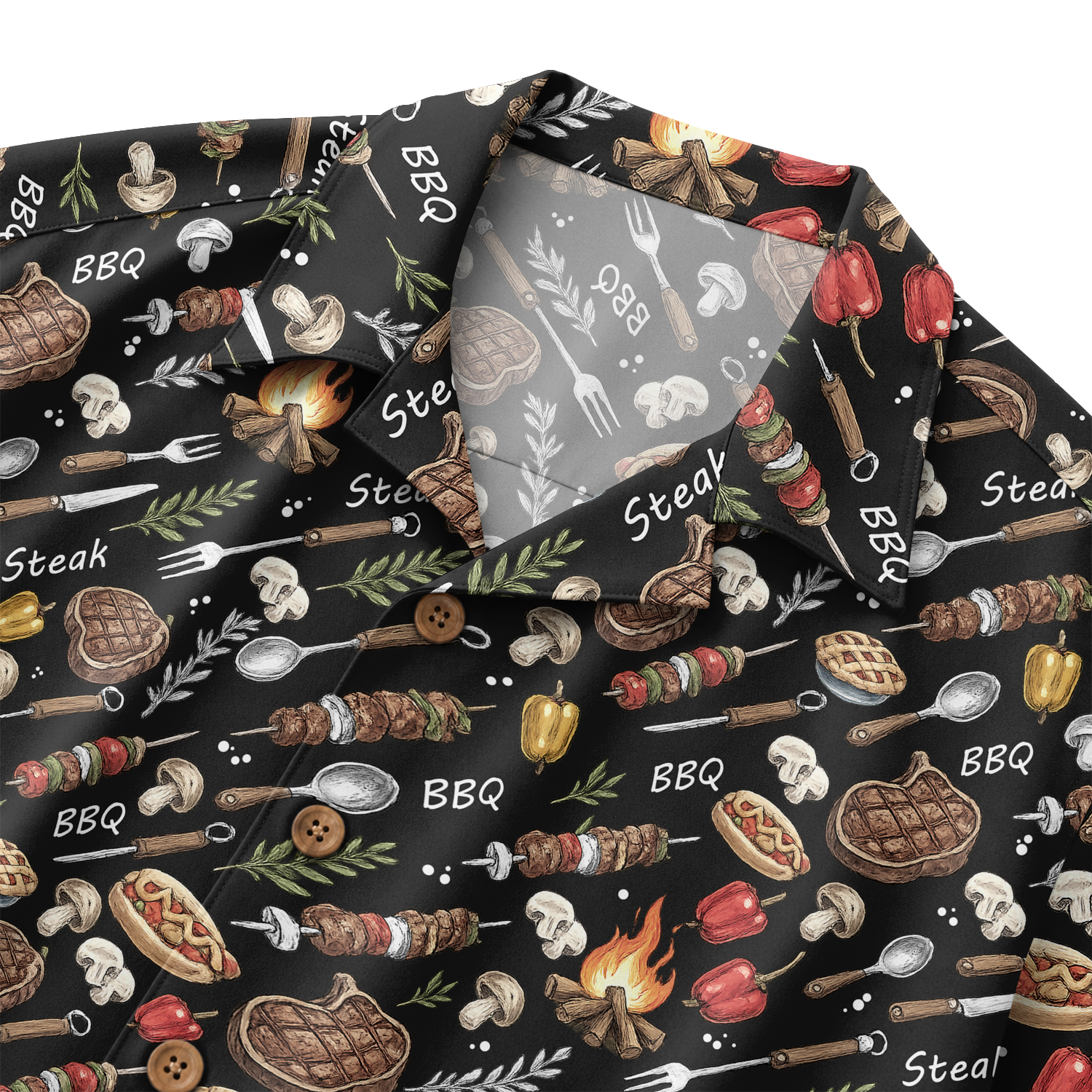 Men's BBQ Hawaiian Shirt - Grilling Print Button-Up