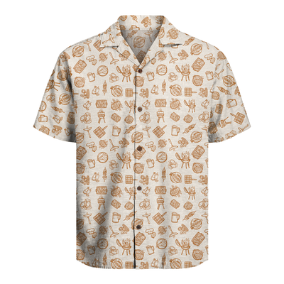 BBQ Shirt for Men - Hawaiian Print Short Sleeve Button-Up