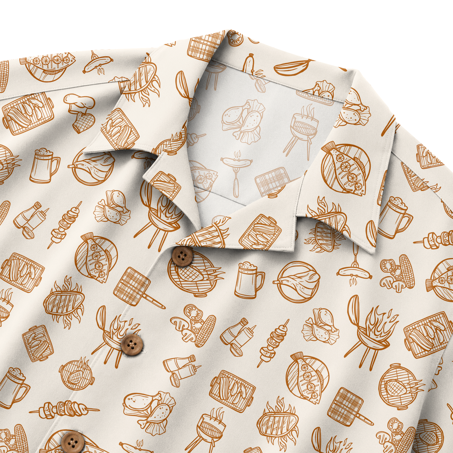 BBQ Shirt for Men - Hawaiian Print Short Sleeve Button-Up