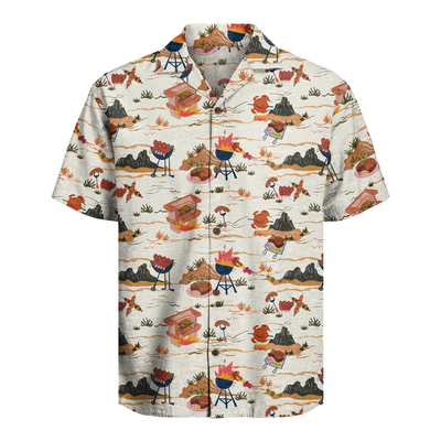 Men's BBQ Hawaiian Shirt - Grilling Print Button-Up