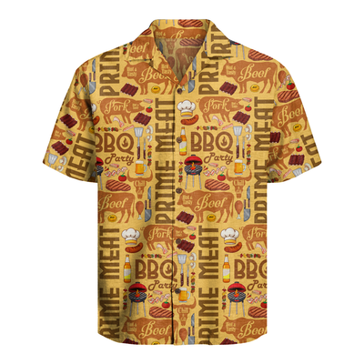Men's BBQ Hawaiian Shirt - Grilling Print Button-Up