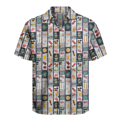 Men's BBQ Hawaiian Shirt - Grilling Print Button-Up